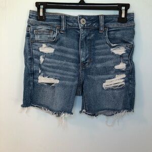 American Eagle Next Level Stretch Ripped Hi-Rise Shortie Jean Shorts Size 2